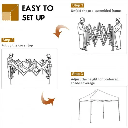 10' x 10' Portable Pop Up Canopy Event Party Tent Adjustable w/ Roller Bag-White