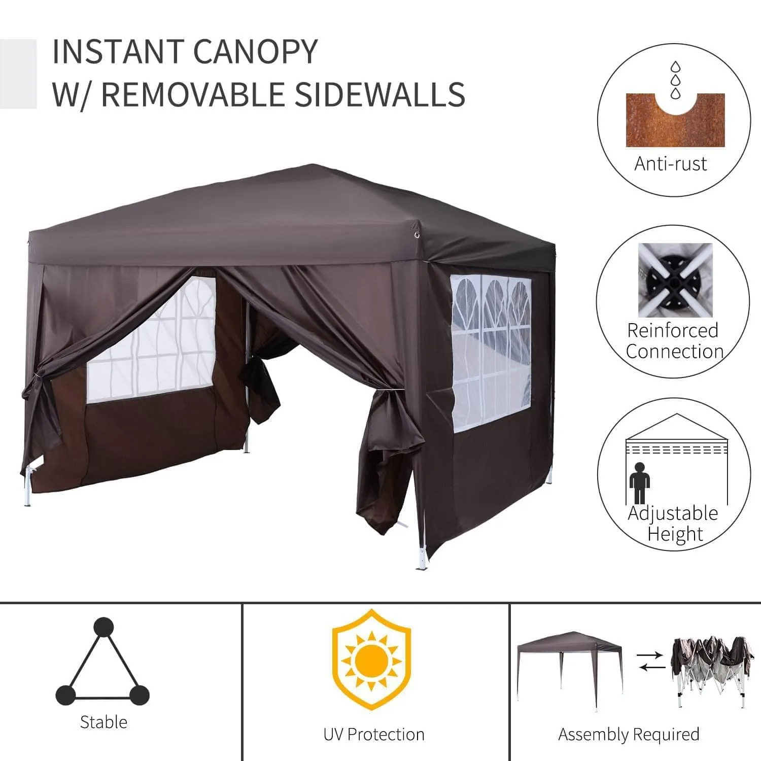 10ft x 10ft Gazebo Canopy Portable Outdoor Folding Pop Up Tent - Available in 2 Colours