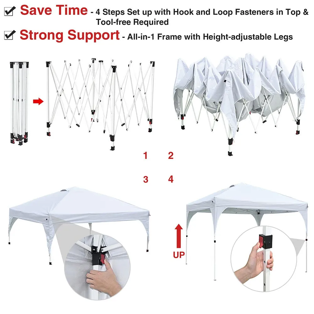 10'x10' Pop Up Canopy with Vent Weight Bags Rolling Bag