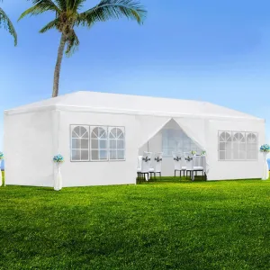 10x30 Party Tent, Outdoor Tents for Parties, White Wedding Tent, Event Tent, Large Canopy Tent with 8 Removable Sidewalls, Big Gazebo Tent for Backyard, Garden