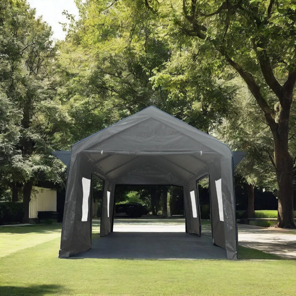 12x20 feet party tent heavy duty outdoor portable garage ventilated canopy carports car shelter