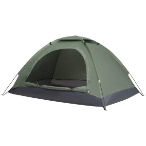 2 Person Camping Tent, Camouflage Tent with Zipped Doors, Storage Pocket, Portable Handy Bag, Green