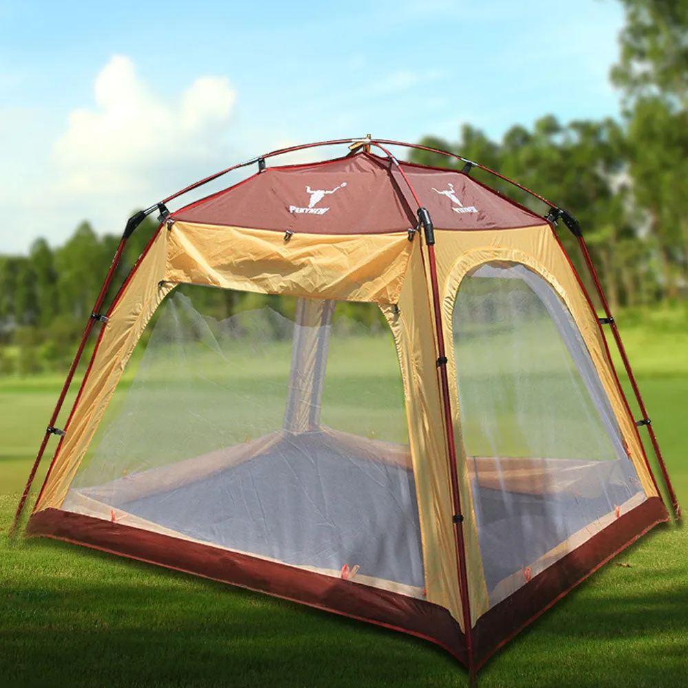 4 - 6 Person Man Family Camping Dome Tent Canvas Swag Hiking Beach Shade Shelter - red