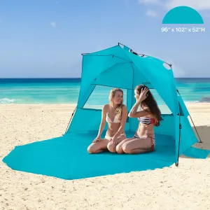 Alvantor Pop Up Super Bluecoast Beach Tent Sun Shelter Plus 96"x102"x52"