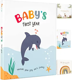 Baby Memory Book for Girl or Boy First Year Unisex Ocean Keepsake to Log