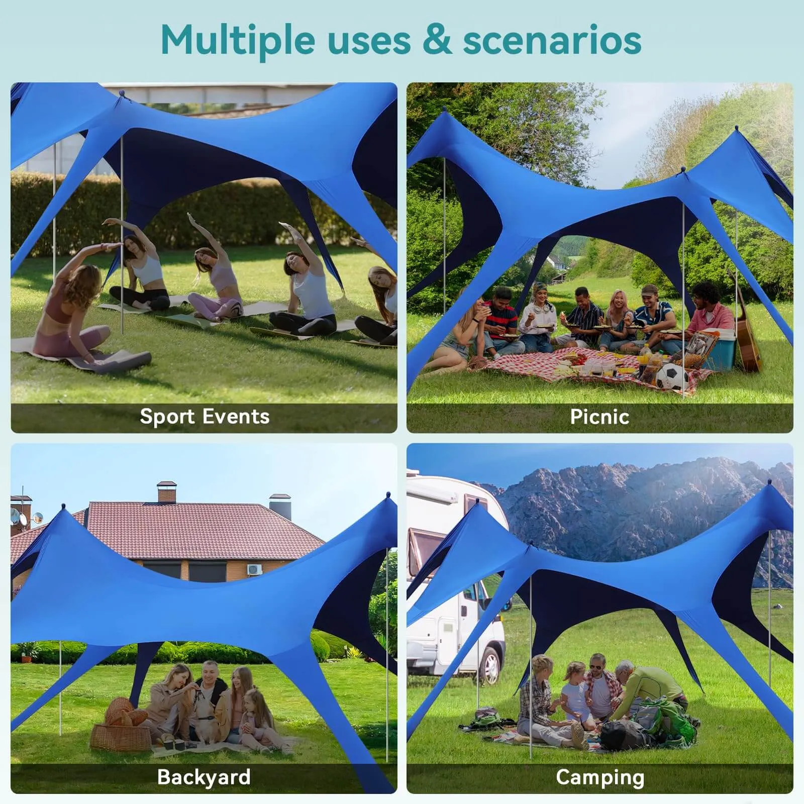 Beach Tent Sun Shelter UPF50  20×13FT OD750