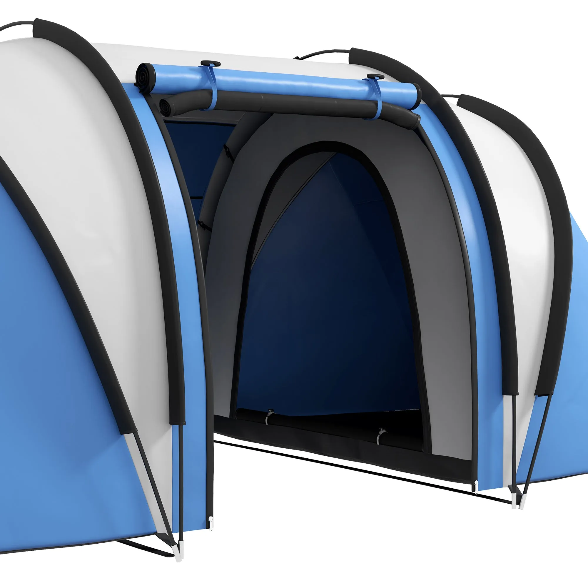 Camping Tent with 2 Bedrooms and Living Area, 3000mm Waterproof Family Tent, for Fishing Hiking Festival, Blue