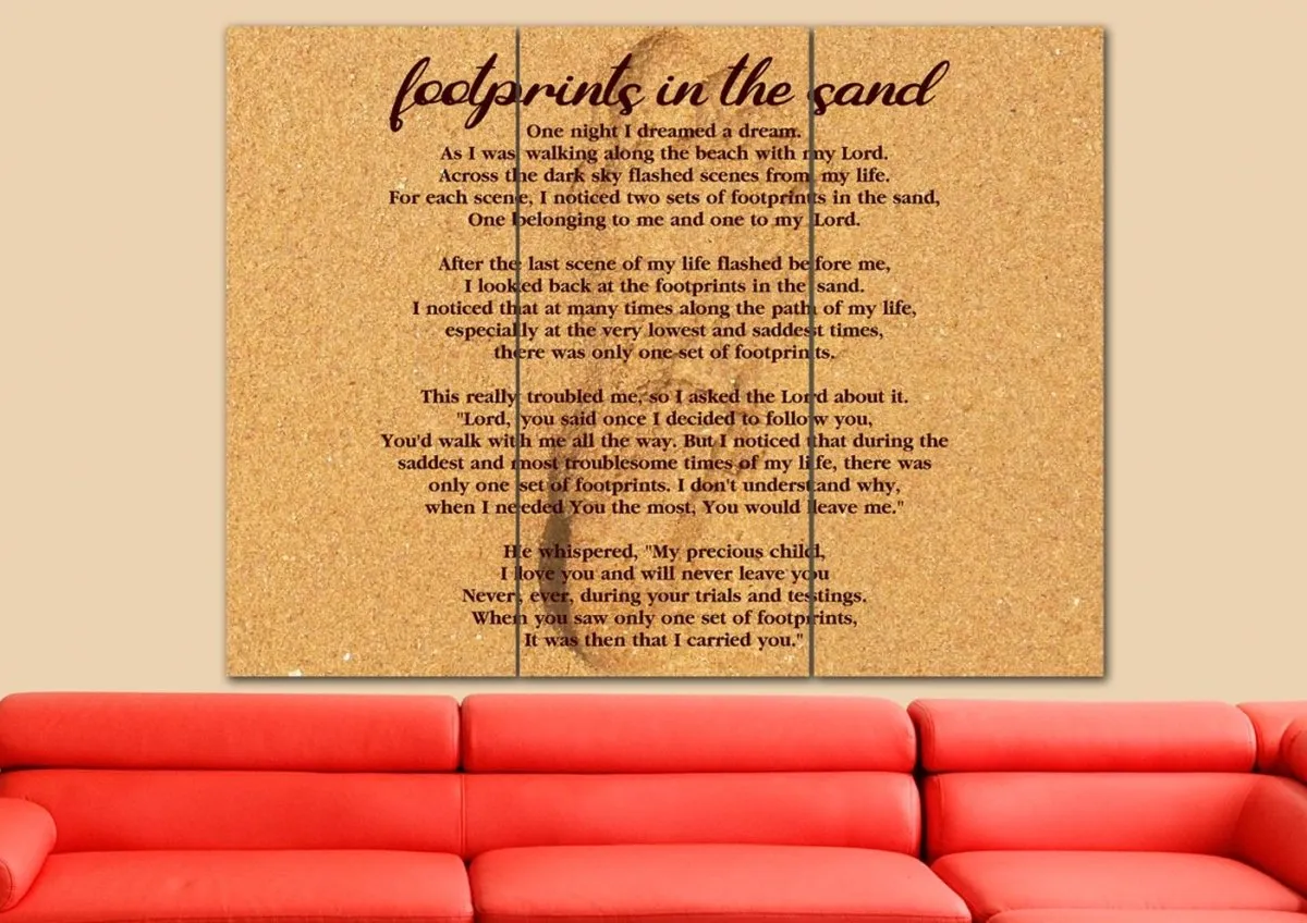 Closeup Print Footprints In The Sand Wall Art & Decor - Christian Canvas Wall Art