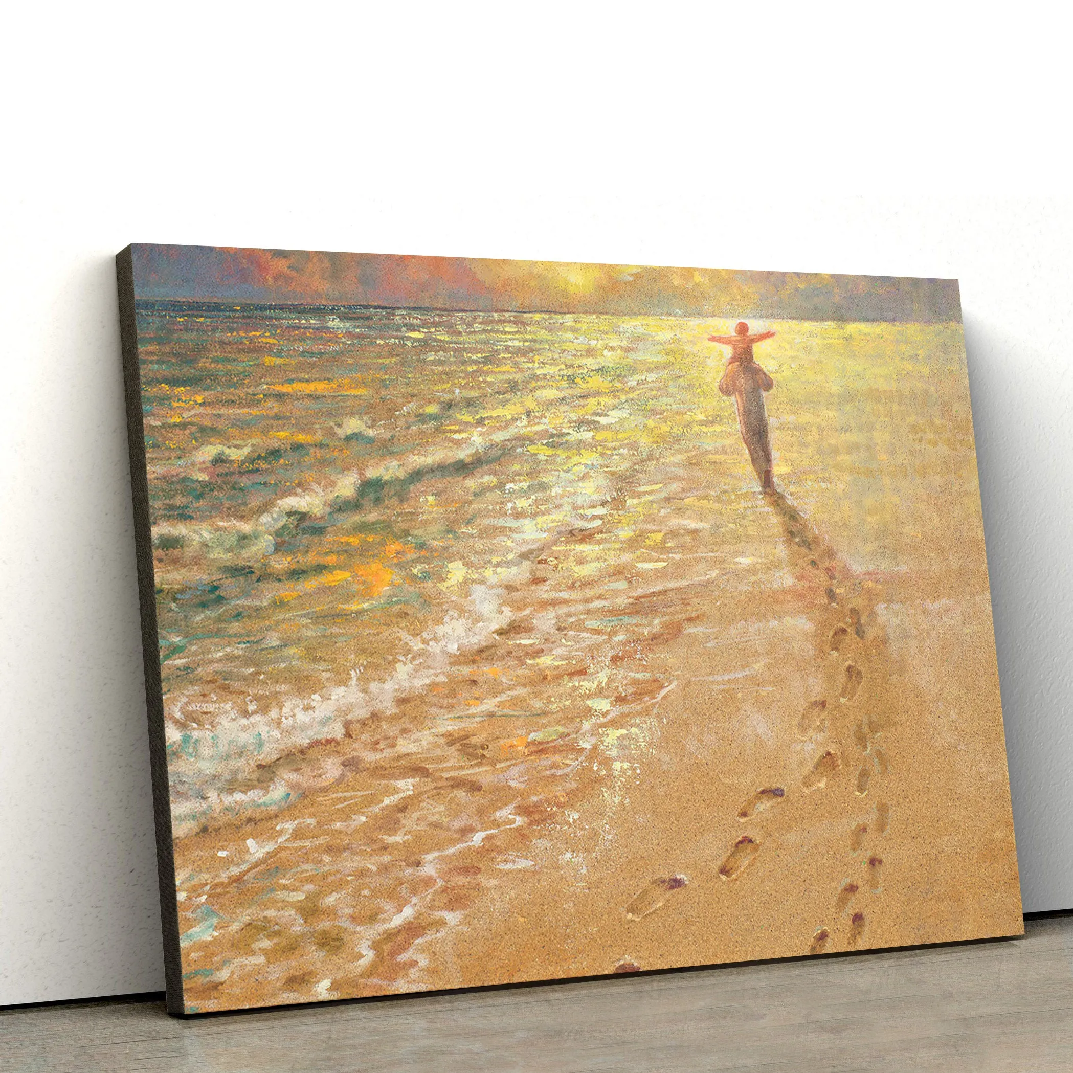 Footprints 2 Canvas Wall Art - Jesus Picture - Christian Wall Decor