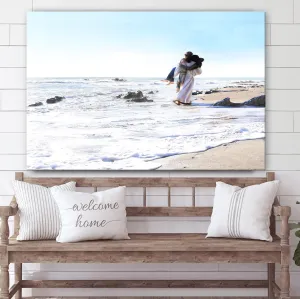 Footprints Canvas Wall Art - Jesus Picture - Christian Wall Decor