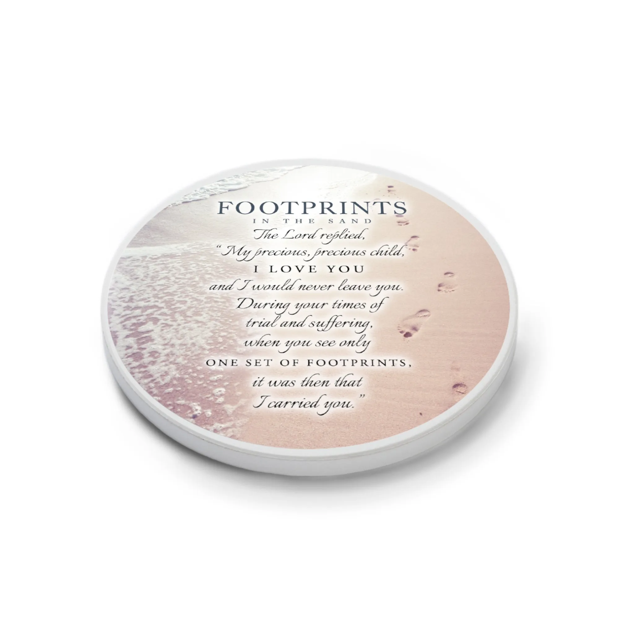 Footprints In Sand Brown 2.75 x 2.75 Absorbent Ceramic Car Coasters Pack of 2