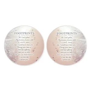 Footprints In Sand Brown 2.75 x 2.75 Absorbent Ceramic Car Coasters Pack of 2