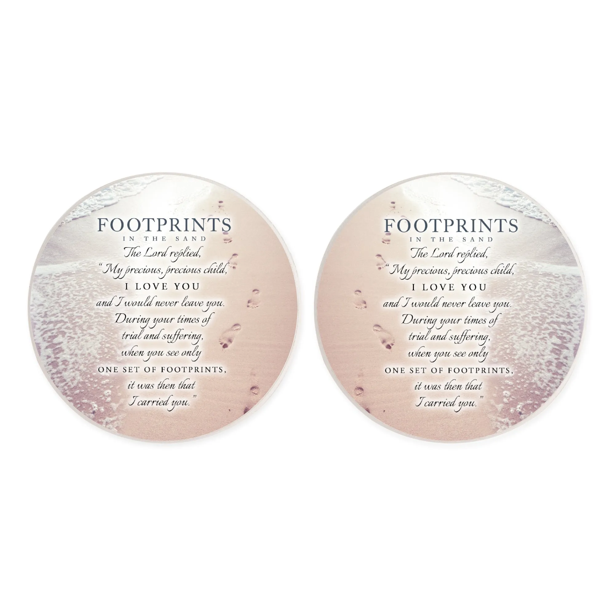 Footprints In Sand Brown 2.75 x 2.75 Absorbent Ceramic Car Coasters Pack of 2