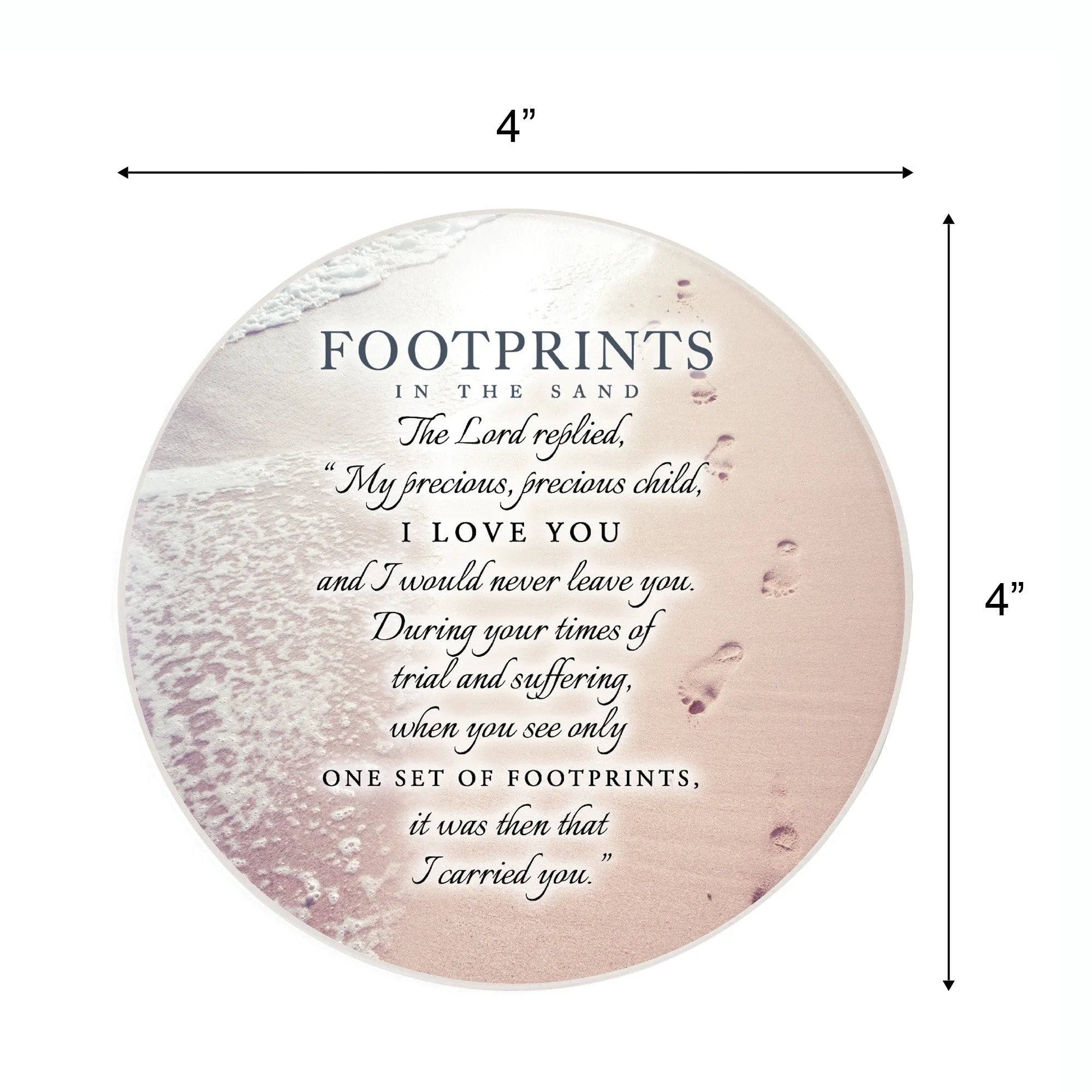 Footprints In Sand Brown 4 x 4 Absorbent Ceramic Round Coasters Pack of 4