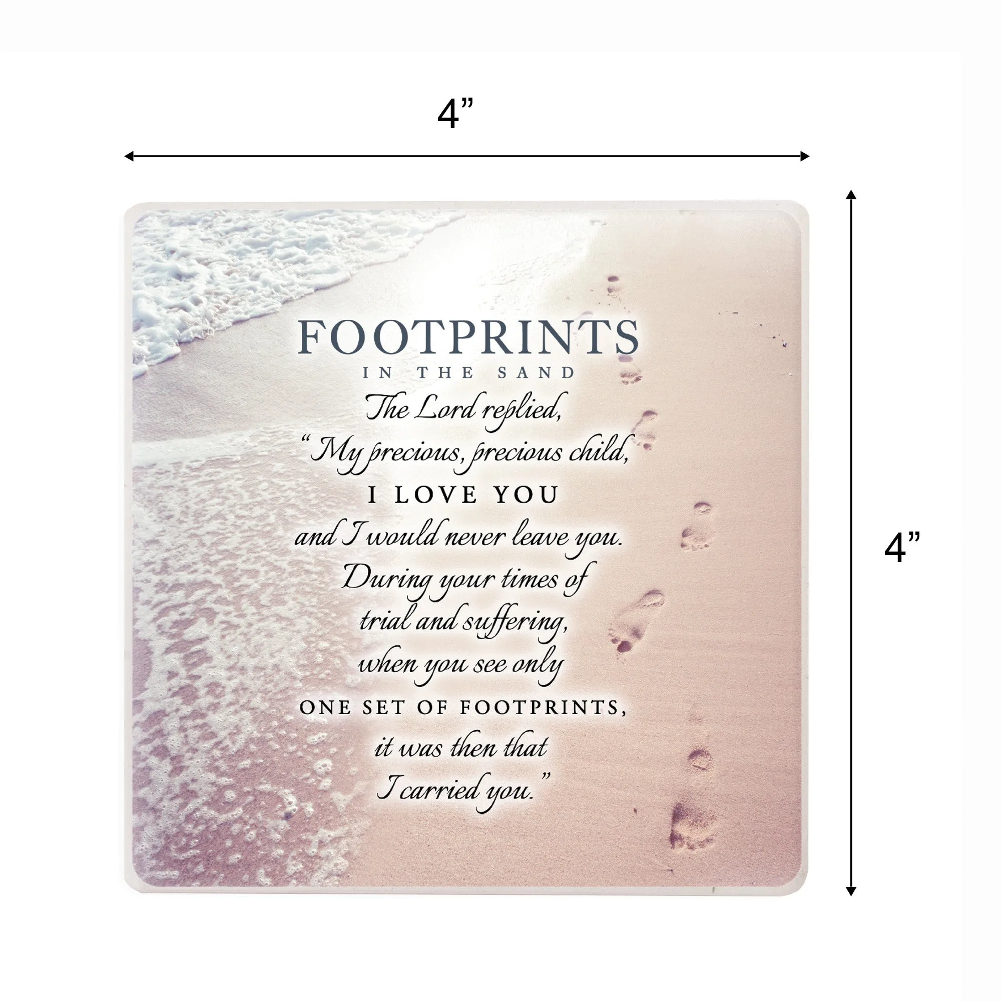 Footprints In Sand Brown 4 x 4 Absorbent Ceramic Square Coasters Pack of 4