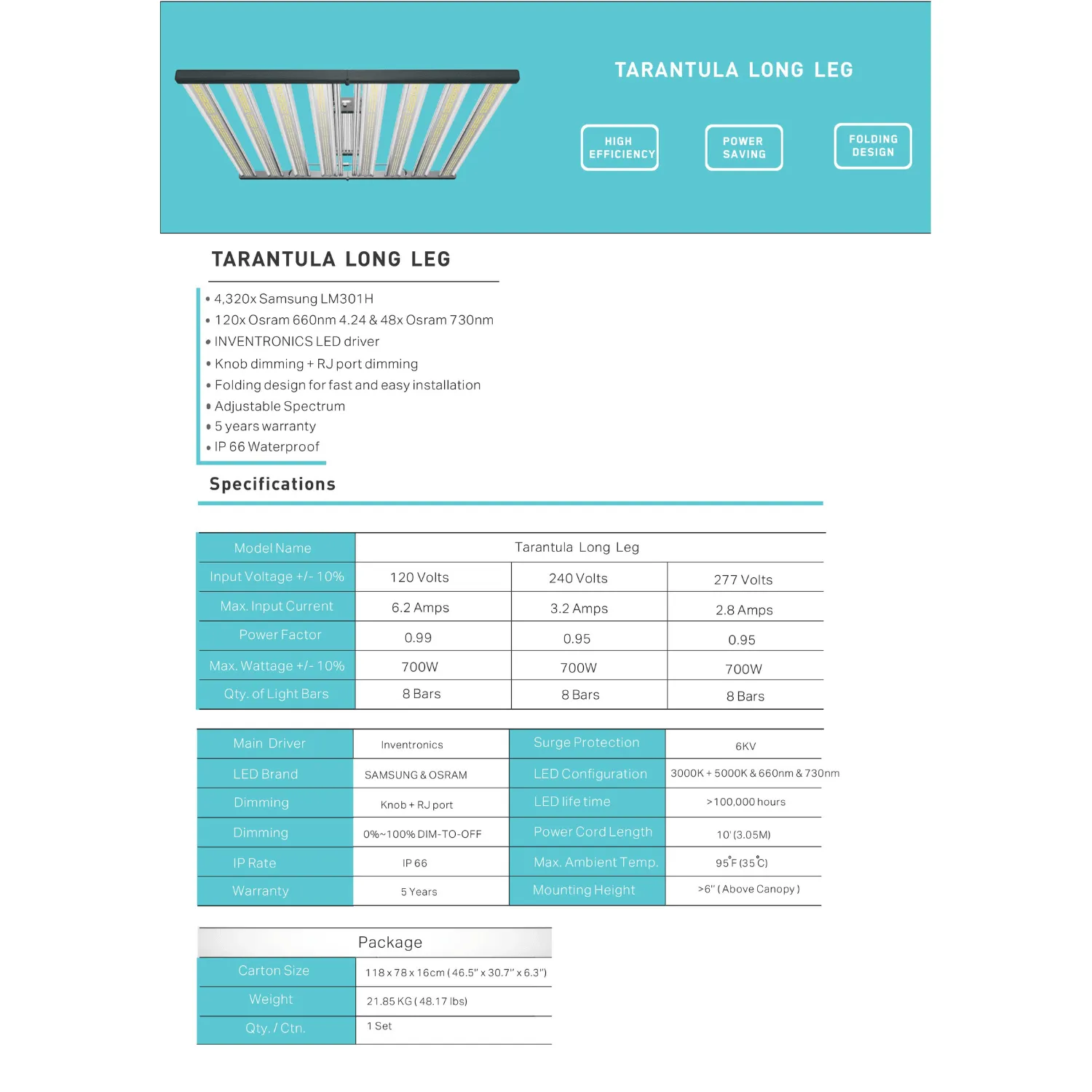 Grand Master LEDs Tarantula Long Leg 720W LED Grow Light