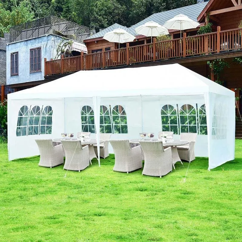 GrandShoppersHub  10' x 20' Canopy Tent Heavy Duty Wedding Party Tent Outdoor Gazebo Tent with 6 Removable Sidewalls & Carrying Bag