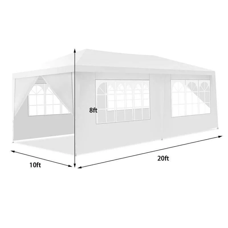 GrandShoppersHub  10' x 20' Canopy Tent Heavy Duty Wedding Party Tent Outdoor Gazebo Tent with 6 Removable Sidewalls & Carrying Bag