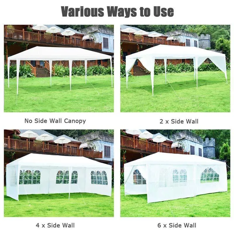 GrandShoppersHub  10' x 20' Canopy Tent Heavy Duty Wedding Party Tent Outdoor Gazebo Tent with 6 Removable Sidewalls & Carrying Bag