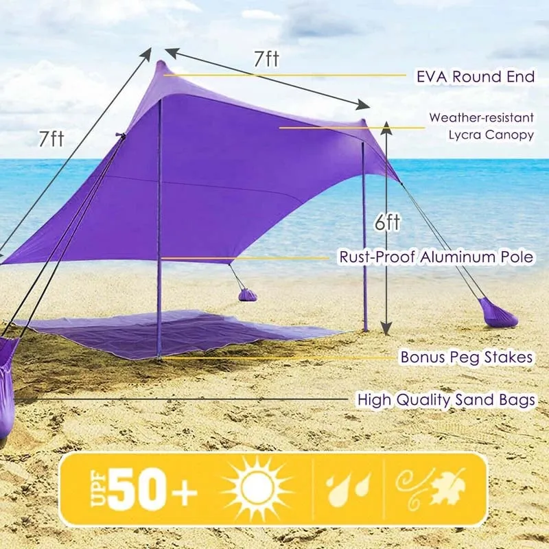 GrandShoppersHub  7' x 7' Family Beach Tent Canopy Sunshade