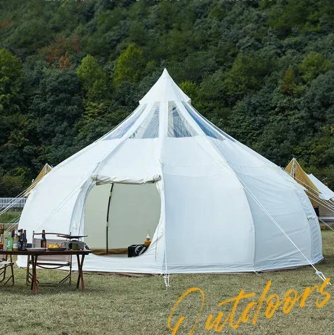 High-Quality Mongolian Waterdrop Starry Oxford Glamping Outdoor family Large 100% cotton canvas Big Luxury Camping Bell Tent