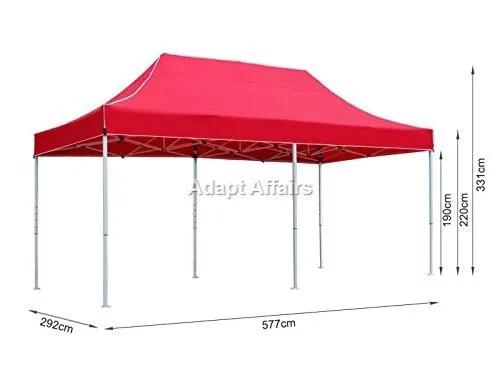 Invezo 10 x 20 ft / 3 x 6 mtr Gazebo Canopy Tent (35 kgs, Red), 2 mins Installation