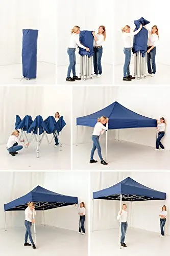 Invezo Gazebo Tent for Outdoor 10 x 20ft (35 kgs, Blue) with 3 Sided European Covers, Water Proof TentPortable & Foldable/Outdoor/Advertising Gazebo Canopy Tent 2 Mins Installation