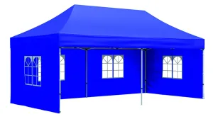 Invezo Gazebo Tent for Outdoor 10 x 20ft (35 kgs, Blue) with 3 Sided European Covers, Water Proof TentPortable & Foldable/Outdoor/Advertising Gazebo Canopy Tent 2 Mins Installation