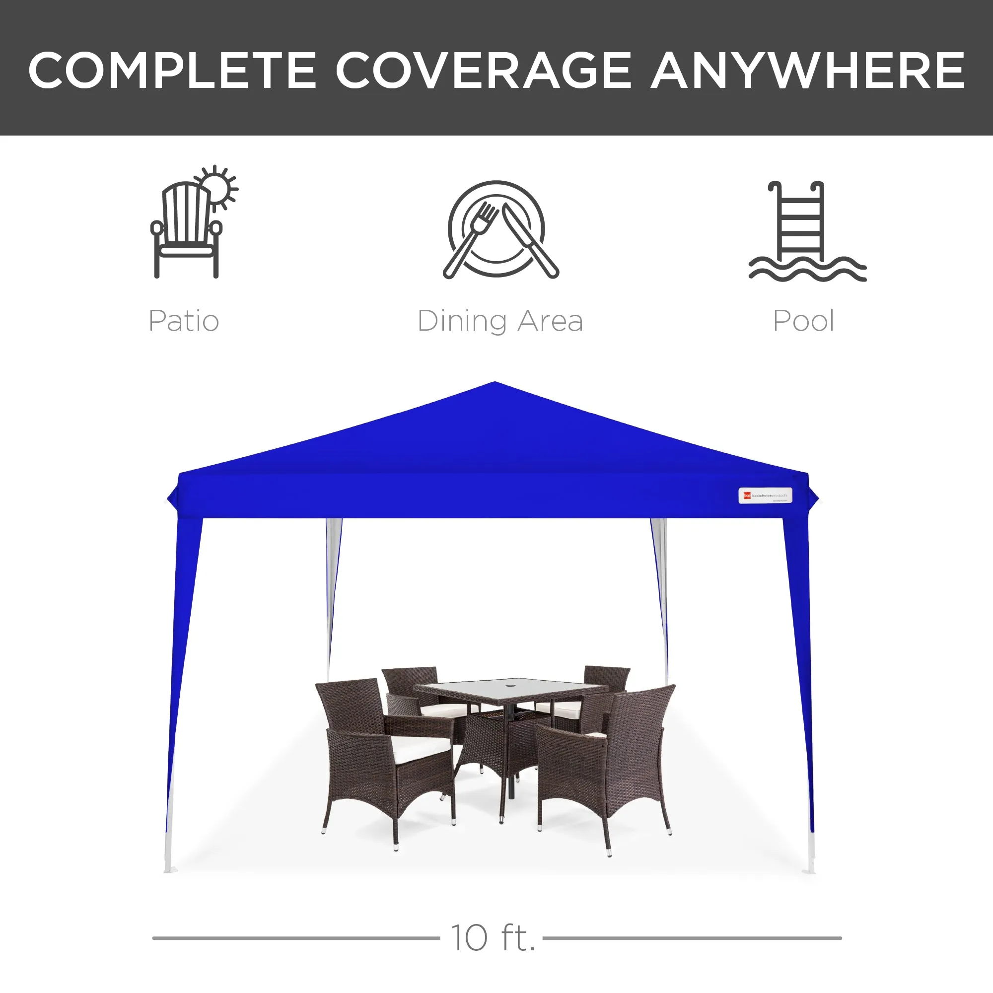 Outdoor Portable Pop Up Canopy Tent w/ Carrying Case, 10x10ft