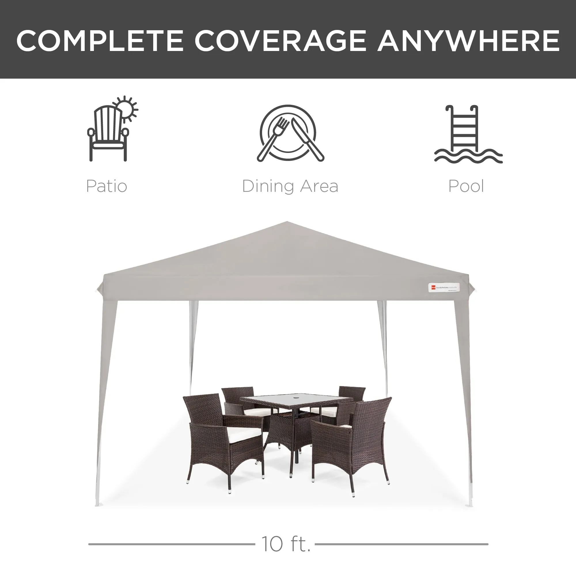 Outdoor Portable Pop Up Canopy Tent w/ Carrying Case, 10x10ft