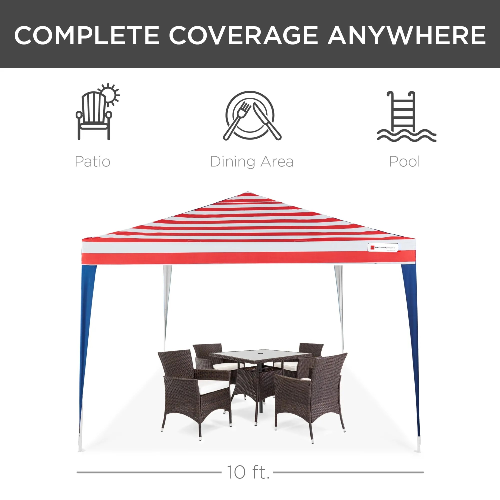 Outdoor Portable Pop Up Canopy Tent w/ Carrying Case, 10x10ft