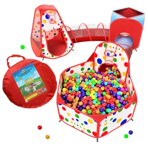 Playz 5 Piece Kids Playhouse Tents Crawl Tunnels & Ball Pit with Basketball Hoop