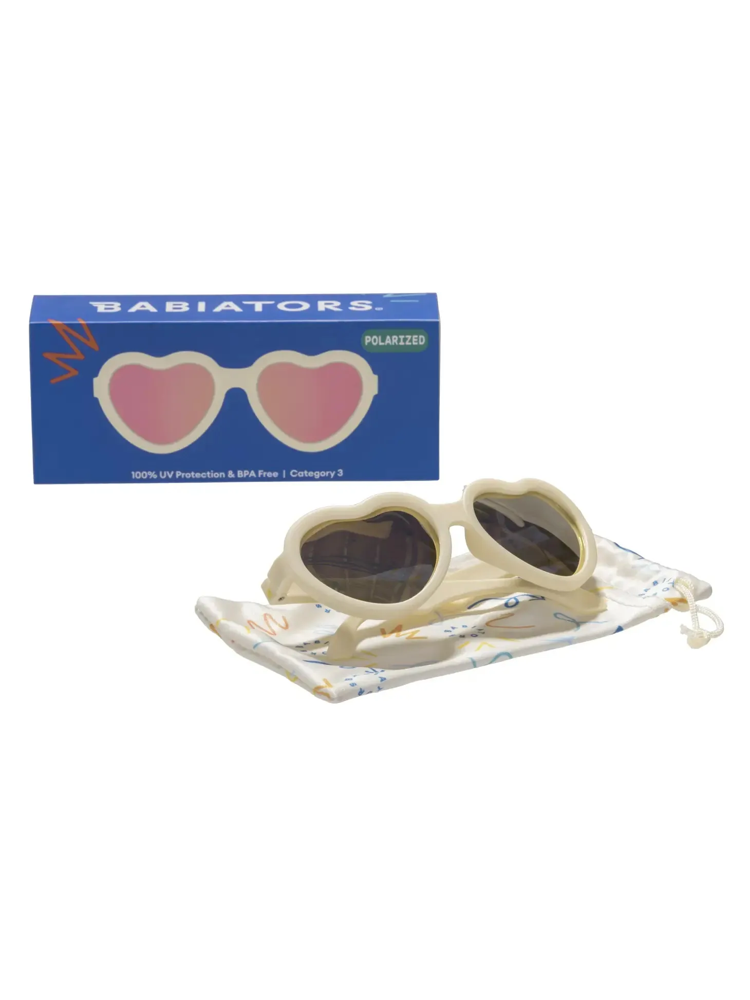 POLARIZED Heart Shaped Sweet Cream with Rose Gold Mirrored Lenses Kids Sunglasses