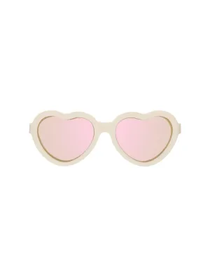 POLARIZED Heart Shaped Sweet Cream with Rose Gold Mirrored Lenses Kids Sunglasses