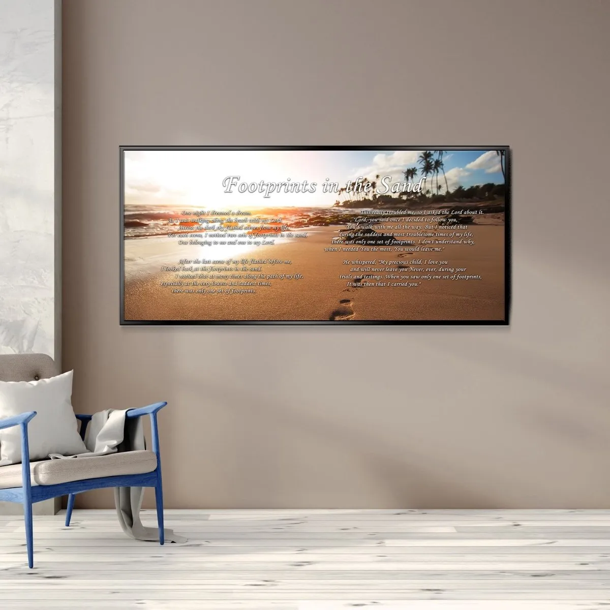 Sunset Footprints In The Sand Wall Art & Decor - Christian Canvas Wall Art