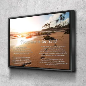 Sunset Footprints In The Sand Wall Art & Decor - Christian Canvas Wall Art