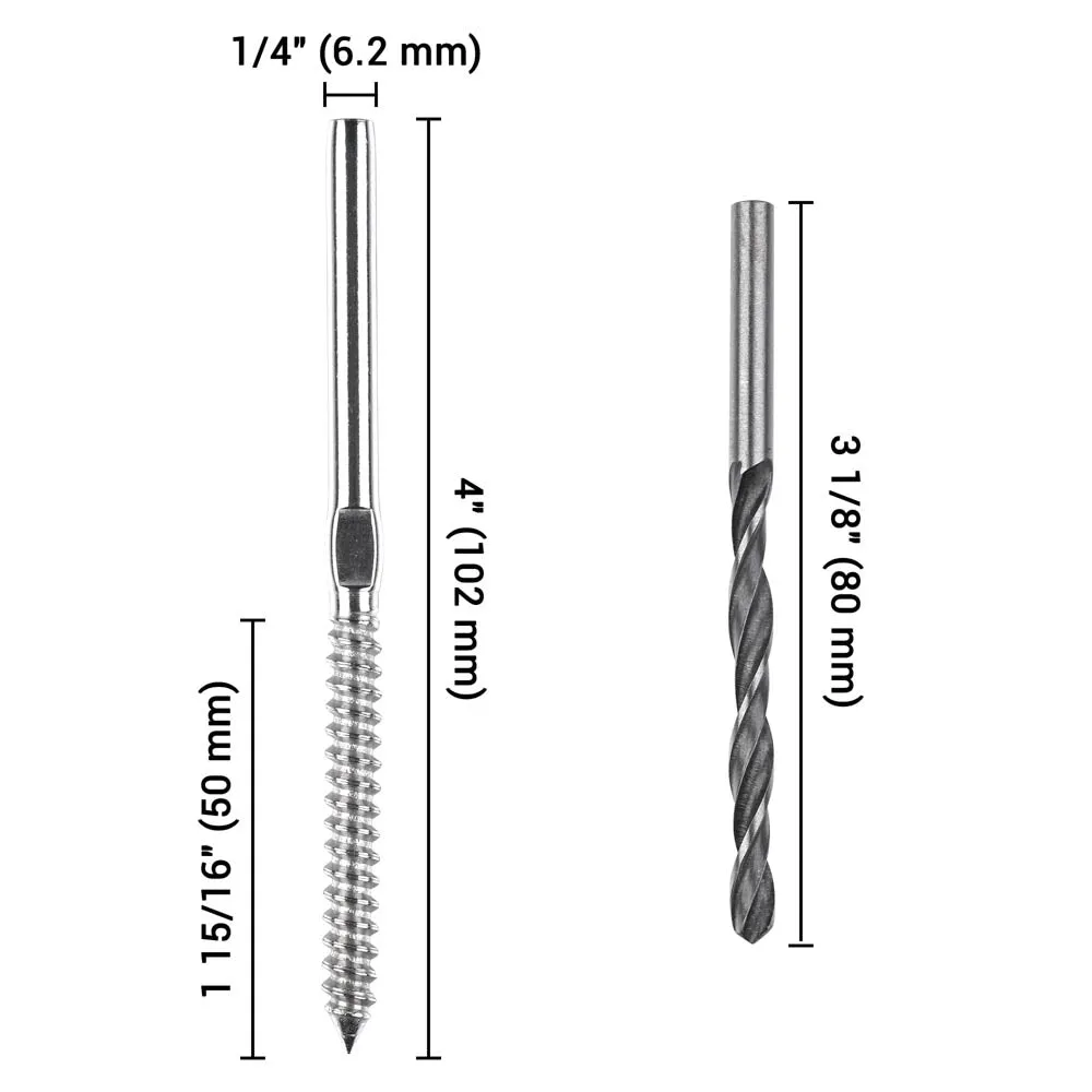 TheLAShop Left & Right Swage Lag Screw Terminal D1/8"-3/16" 40ct/Pack