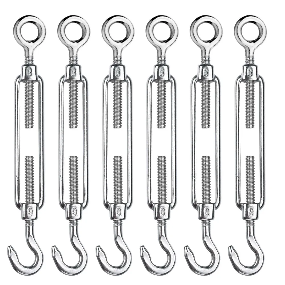 TheLAShop M6 Hook & Eye Turnbuckle 6pcs Duty Wire Rope Tension