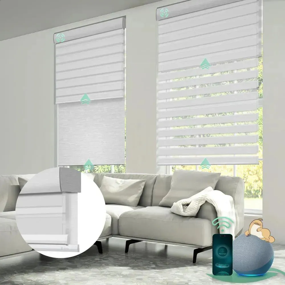 Yoolax Motorized Dual Roller Shades Blackout x Zebra