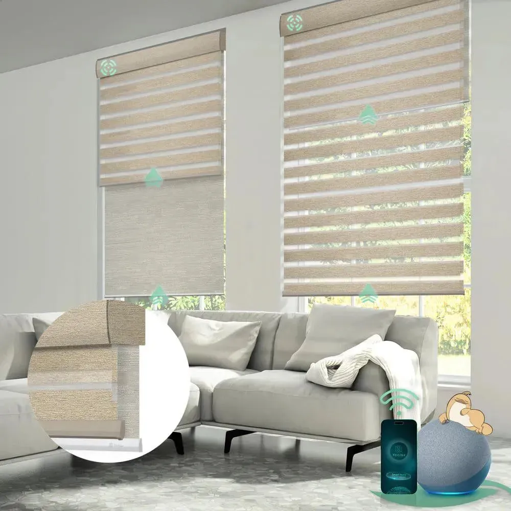 Yoolax Motorized Dual Roller Shades Blackout x Zebra